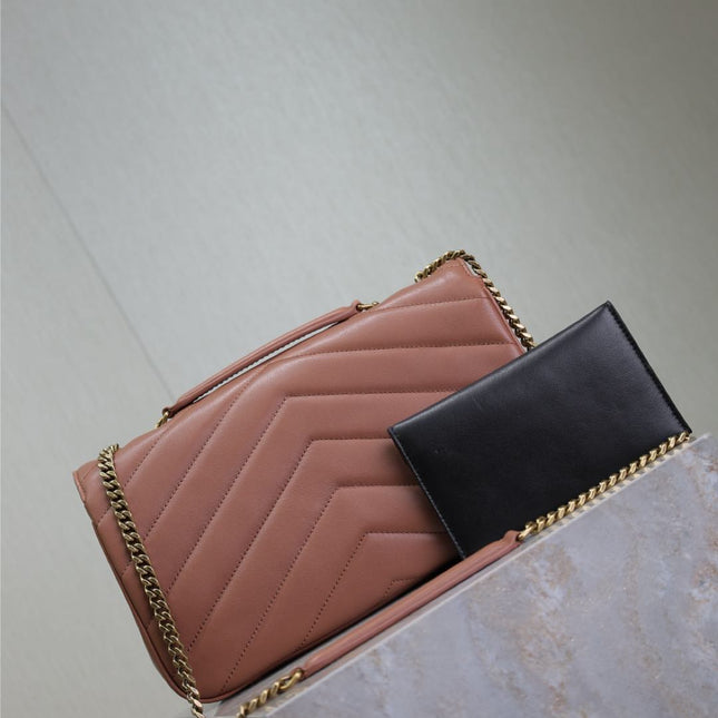LOULOU MEDIUM 29 IN SALMON PINK SHEEPSKIN GOLD HARDWARE