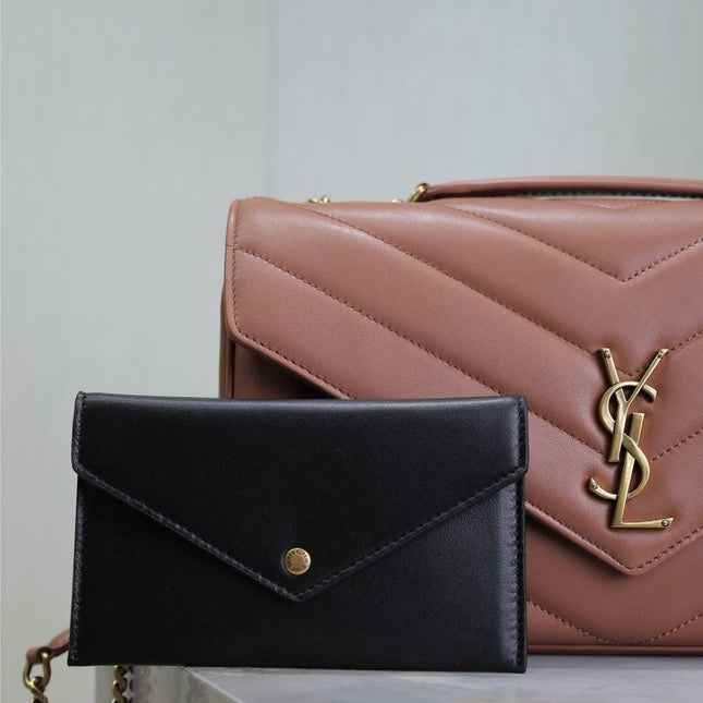 LOULOU MEDIUM 29 IN SALMON PINK SHEEPSKIN GOLD HARDWARE