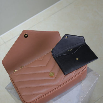 LOULOU MEDIUM 29 IN SALMON PINK SHEEPSKIN GOLD HARDWARE