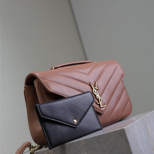 LOULOU MEDIUM 29 IN SALMON PINK SHEEPSKIN GOLD HARDWARE