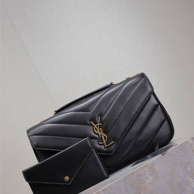 LOULOU MEDIUM 29 IN BLACK SHEEPSKIN GOLD HARDWARE