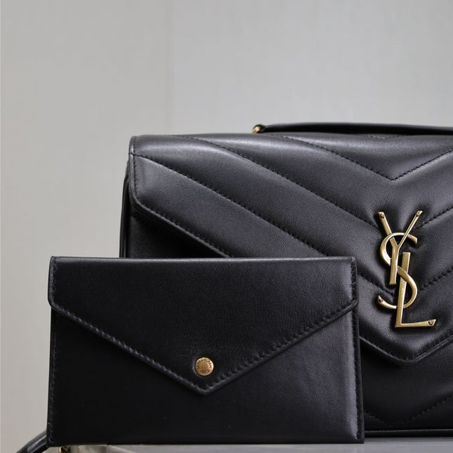 LOULOU MEDIUM 29 IN BLACK SHEEPSKIN GOLD HARDWARE