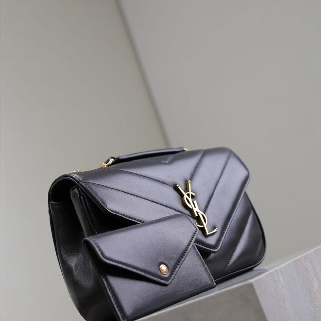 LOULOU SMALL 24 IN BLACK SHEEPSKIN GOLD HARDWARE