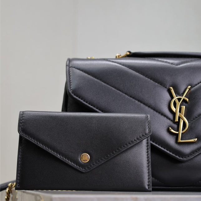 LOULOU SMALL 24 IN BLACK SHEEPSKIN GOLD HARDWARE