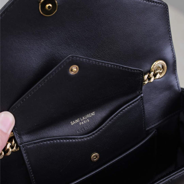 LOULOU SMALL 24 IN BLACK SHEEPSKIN GOLD HARDWARE