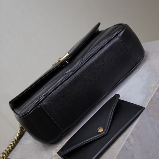 LOULOU SMALL 24 IN BLACK SHEEPSKIN GOLD HARDWARE