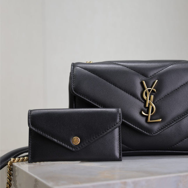 LOULOU MINI 20 IN BLACK SHEEPSKIN GOLD HARDWARE