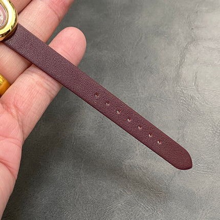 BAIGNOIRE MINI MODEL WATCH GOLD CASE WITH WINE RED LEATHER STRAP