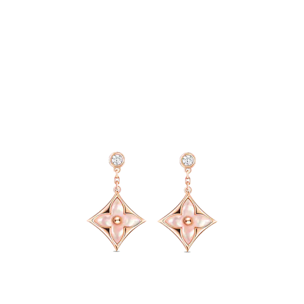 DOUBLE STAR PINK GOLD MOP DROP EARRINGS