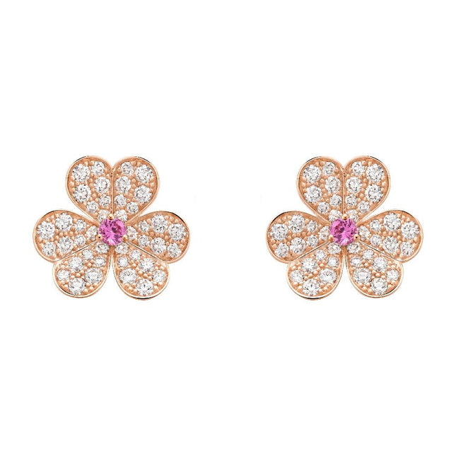 FRIVOLE PINK GOLD FLOWER DIAMOND EARRINGS