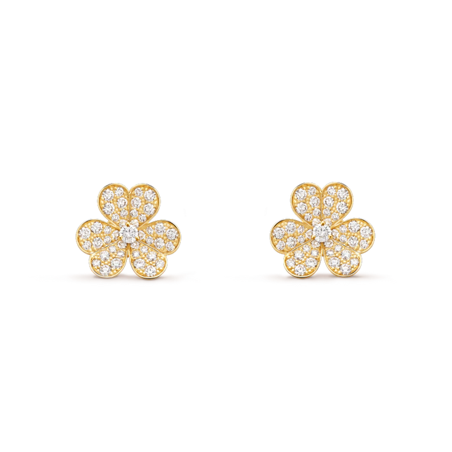 FRIVOLE GOLD FLOWER DIAMOND EARRINGS