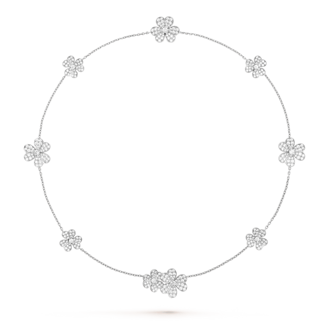 FRIVOLE SILVER 9 FLOWERS NECKLACE