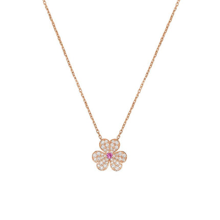 FRIVOLE PINK GOLD FLOWER DIAMOND NECKLACE