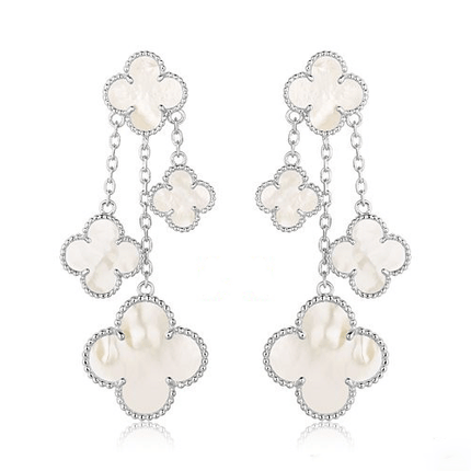 CLOVER WHITE MOP 4 MOTIFS SILVER