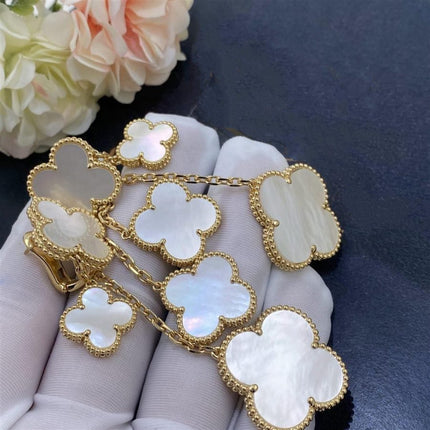 CLOVER WHITE MOP 4 MOTIFS GOLD