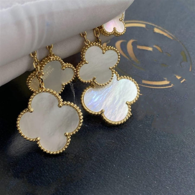 CLOVER WHITE MOP 4 MOTIFS GOLD