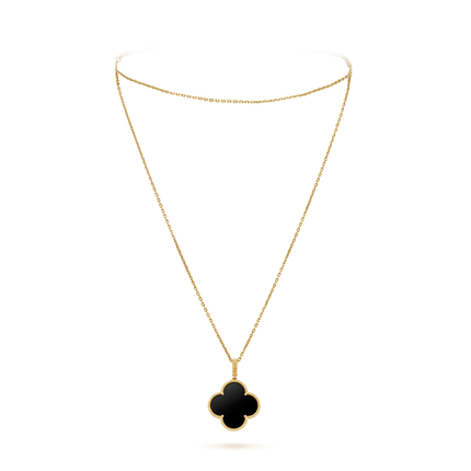 CLOVER GOLD ONYX BIG CLOVER NECKLACE