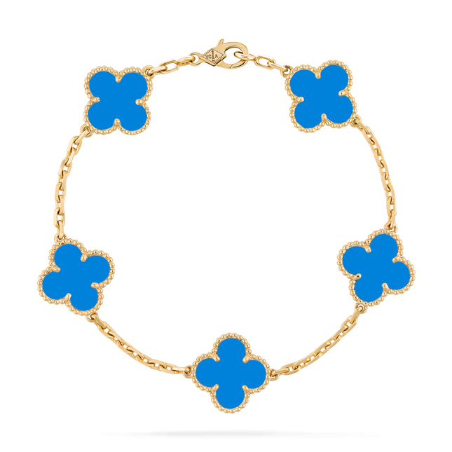 CLOVER AGATE GOLD BRACELET 5 MOTIFS