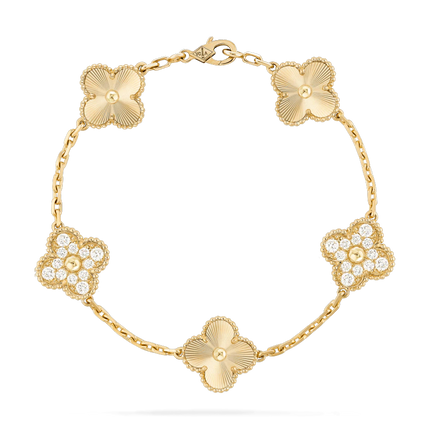 CLOVER BRACELET 5 MOTIFS GOLD DIAMOND