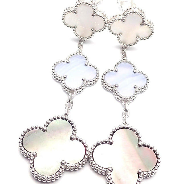 CLOVER MOP 3 MOTIFS SILVER EARRINGS